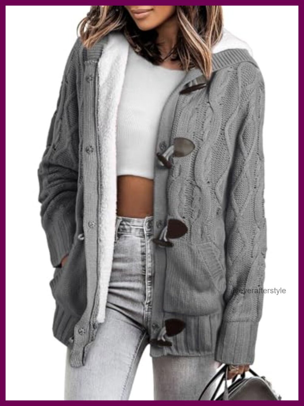 Hooded Fleece Lined Button Down Zip Winter Cardigan Sweater Coat